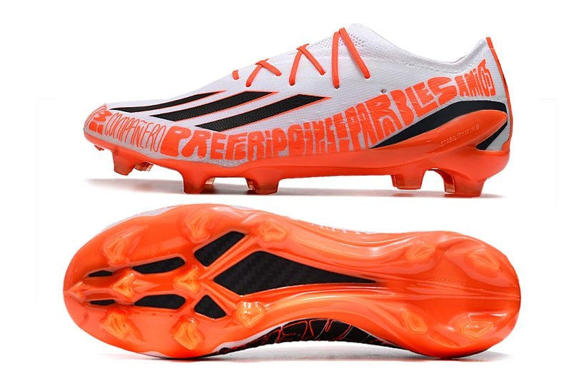 Chuteira Campo Adidas X SpeedPortal.1 Messi FG Branco e Laranja