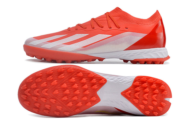 Chuteira Society Adidas X Crazyfast.1 TF Vermelha "Energy Citrus Pack"