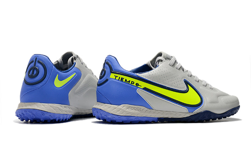 Chuteira Society Nike Tiempo Legend 9 Elite TF Cinza e Azul "Recharge Pack"