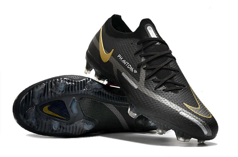 Chuteira Campo Nike Phantom GT2 Elite FG Preta e Dourada "Shadow Pack"