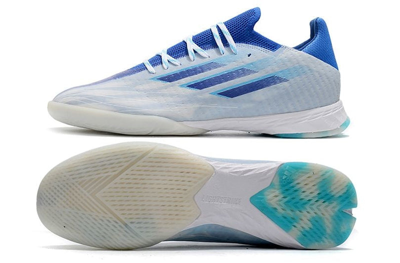 Chuteira Futsal Adidas X Speedflow.1 IC Azul e Branca "Diamond Edge Pack"