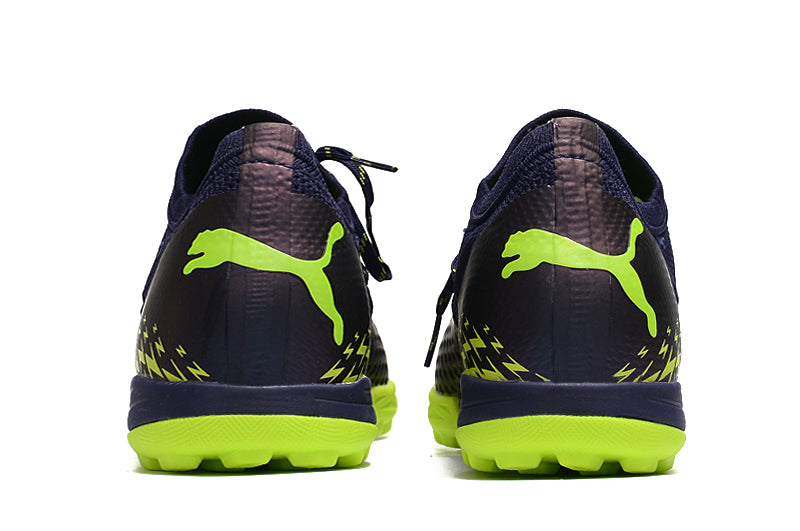 Chuteira Society Puma Future Z 1.3 TF Azul e Verde "Fastest Pack"