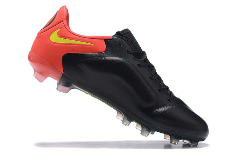 Chuteira Campo Nike Tiempo Legend 9 Elite FG Preta e Laranja