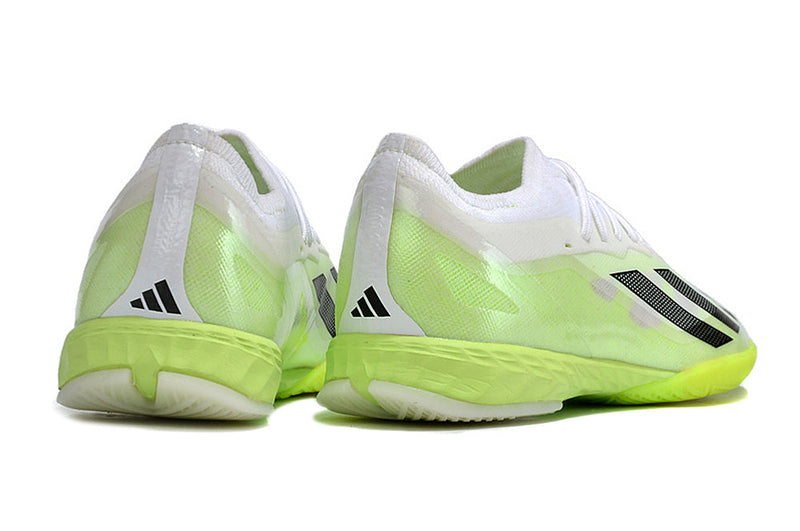 Chuteira Futsal Adidas X Crazyfast.1 IC Branca e Verde "Crazyrush Pack"