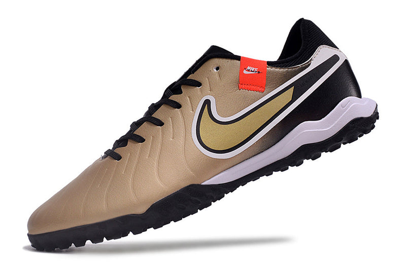 Chuteira Society Nike Tiempo Legend 10 Pro TF Preta e Dourado "Golden Touch"