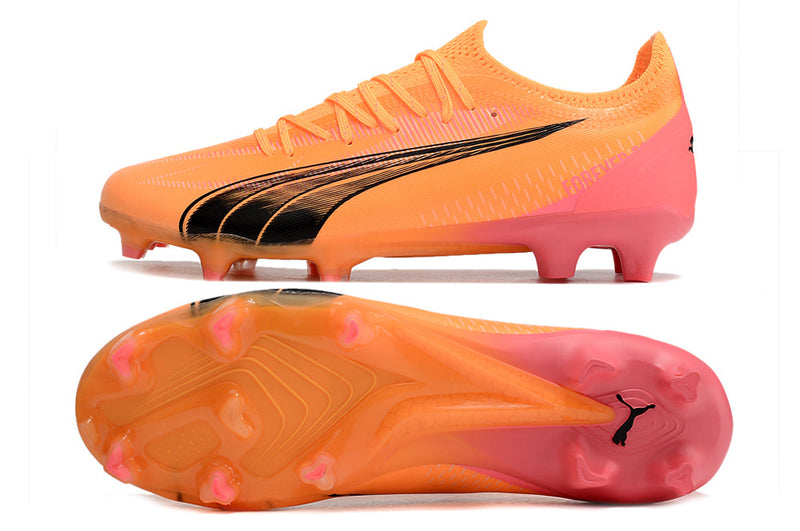 Chuteira Campo Puma Ultra Ultimate FG Laranja e Rosa "Forever Faster Pack"