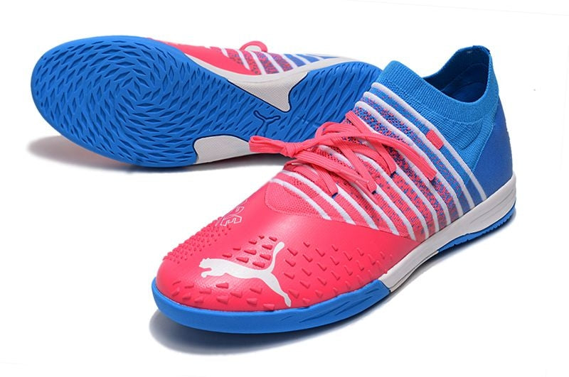 Chuteira Futsal Puma Future Z 1.3 IC Azul e Rosa