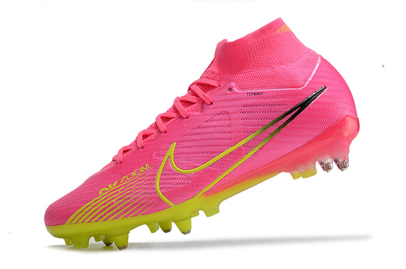 Chuteira Campo Nike Air Zoom Mercurial Superfly 9 Elite Ponta de Aluminio Rosa "Luminous Pack"