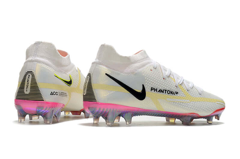 Chuteira Campo Nike Phantom GT2 DF Elite FG Branca e Amarelo "Rawdacious Pack"