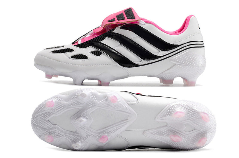 Chuteira Campo Adidas Predator Precision FG Branca, Preta e Rosa