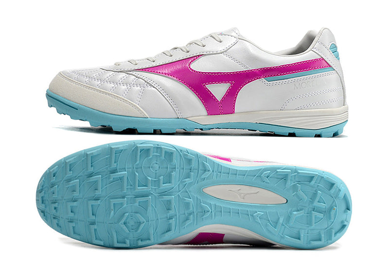 Chuteira Society Mizuno Morelia Sala Japan IC Branca, Rosa e Azul