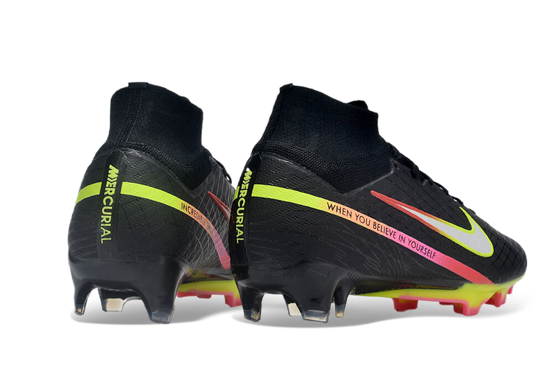 Chuteira Campo Nike Air Zoom Mercurial Superfly 9 Elite FG Preta e Colorida