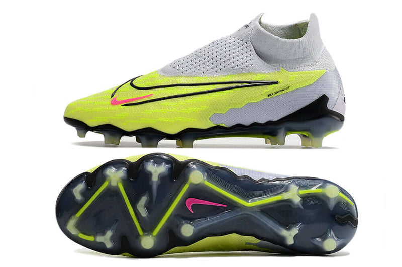 Chuteira Campo Nike Phantom GX DF Elite FG Branca e Verde "Luminous Pack"