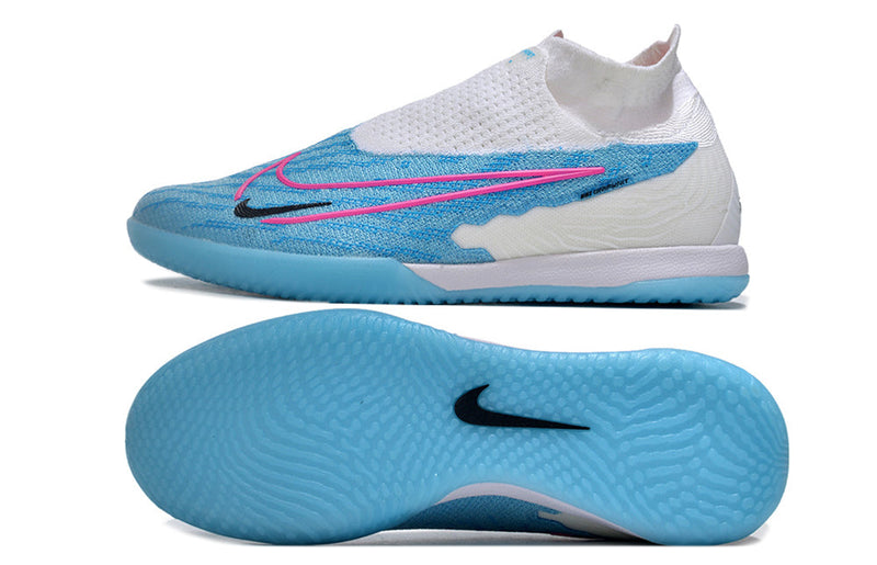 Chuteira Futsal Nike Phantom GX DF Elite IC Branca e Azul "Blast Pack"