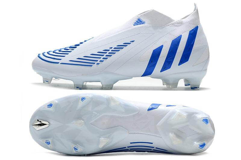 Chuteira Campo Adidas Predator Edge+ FG Branco e Azul "Diamond Edge Pack"