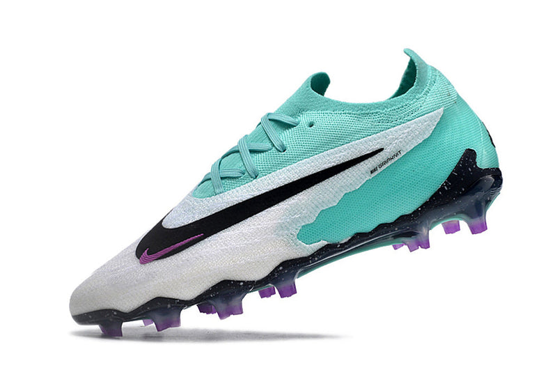 ﻿Chuteira Campo Nike Phantom GX Elite FG Branca, Verde e Roxa "Peak Ready Pack"