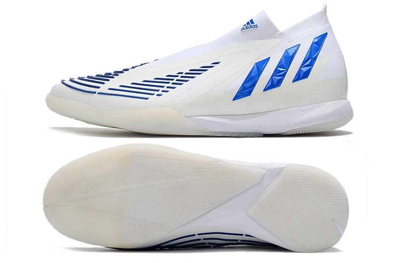 Chuteira Futsal Adidas Predator Edge+ IC Branca e Azul "Diamond Edge Pack"