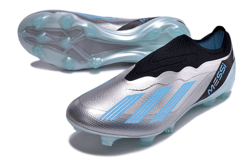 Chuteira Campo Adidas CrazyFast Messi.1 FG Prata e Azul "Infinito"