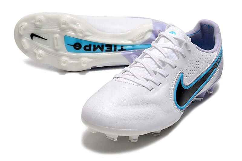 Chuteira Campo Nike Tiempo Legend 9 Elite FG Branca e Roxo "Blast Pack"