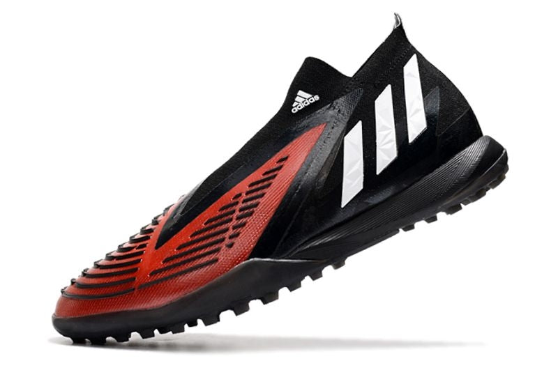 Chuteira Society Adidas Predator Edge+ TF Preta e Vermelha "Custom"