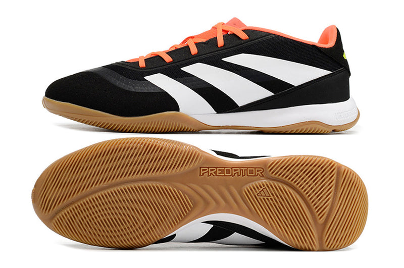 Chuteira Futsal Adidas Predator 24 Elite IC Preta, Laranja e Branca "Solar Energy"