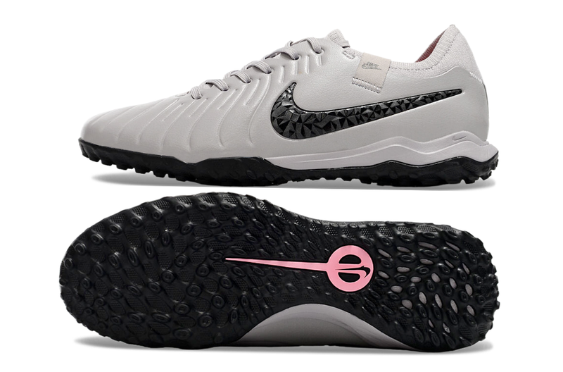 Chuteira Society Nike Tiempo Legend 10 Pro TF Cinza e Preto "Rising Gem Pack"