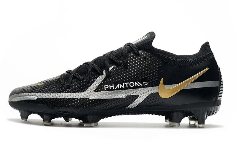 Chuteira Campo Nike Phantom GT2 Elite FG Preta e Dourada "Shadow Pack"