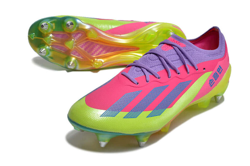 Chuteira Campo Adidas X CrazyFast.1 Ponta de Aluminio Rosa e Verde "Son"