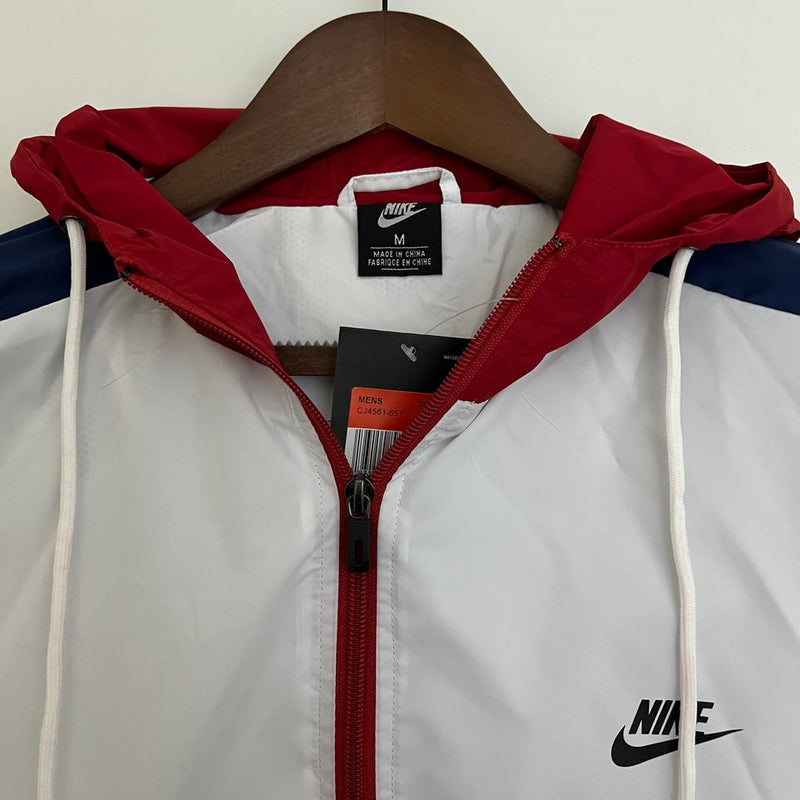 Corta Vento Nike SportsWear Branco, Vermelho e Azul