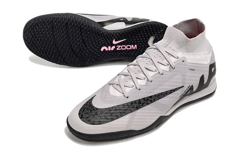 Chuteira Futsal Nike Air Zoom Mercurial Superfly 9 Elite IC Prata e Preta "Rising Gem Pack"