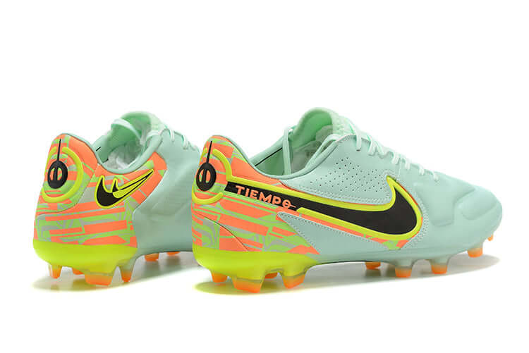 Chuteira Campo Nike Tiempo Legend 9 Elite FG Verde e Laranja "Bonded Pack"