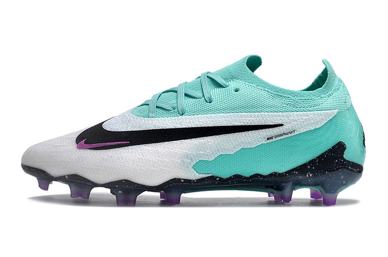 ﻿Chuteira Campo Nike Phantom GX Elite FG Branca, Verde e Roxa "Peak Ready Pack"