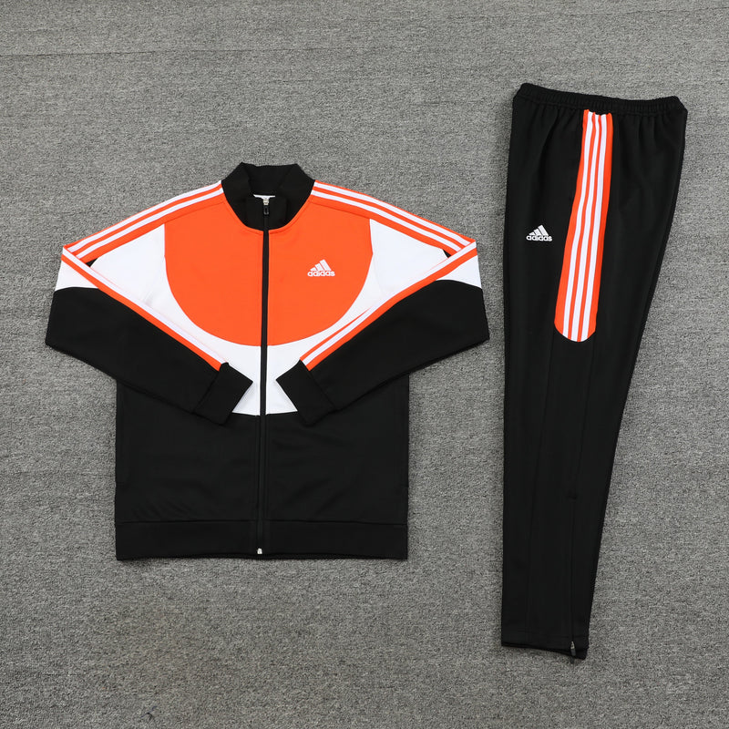 Conjunto de Frio Adidas Sportswear Preto, Branco e Laranja