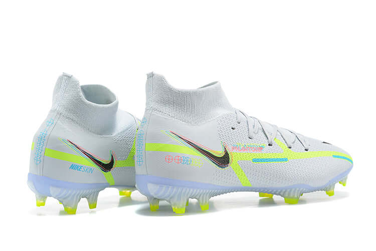 Chuteira Campo Nike Phantom GT2 DF Elite FG Branca e Verde "Progress Pack"