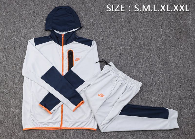 Conjunto de Moletom Nike Sportswear Tech Overlay com Touca Cinza e Azul