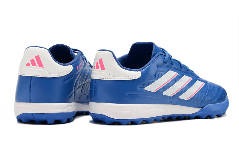 Chuteira Society Adidas Copa Pure.1 TF Azul e Branco "Marinerush Pack"