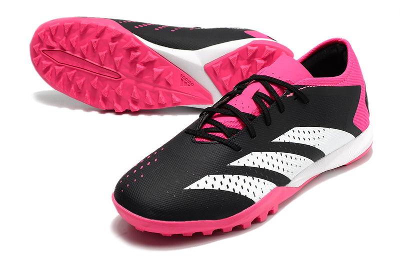 Chuteira Society Adidas Predator Accuracy.1 TF Low Preta e Rosa "Own You Football Pack"