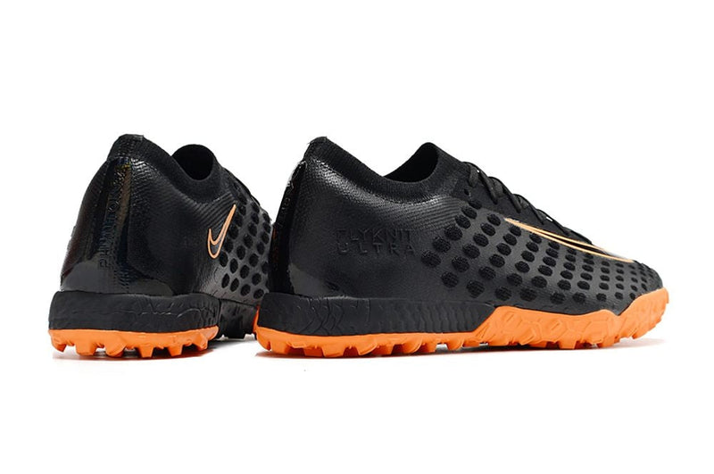 Chuteira Society Nike Phantom Ultra Venom Elite TF Preta e Laranja