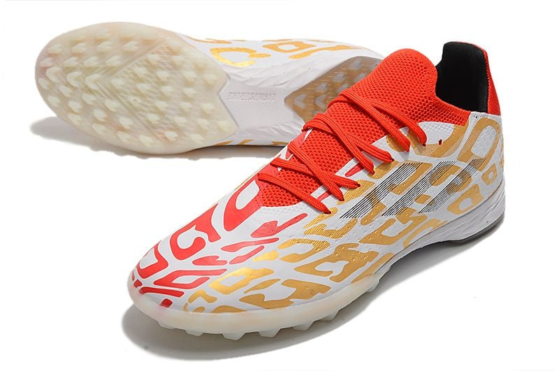 Chuteira Society Adidas X SpeedFlow.1 TF Dourada e Laranja