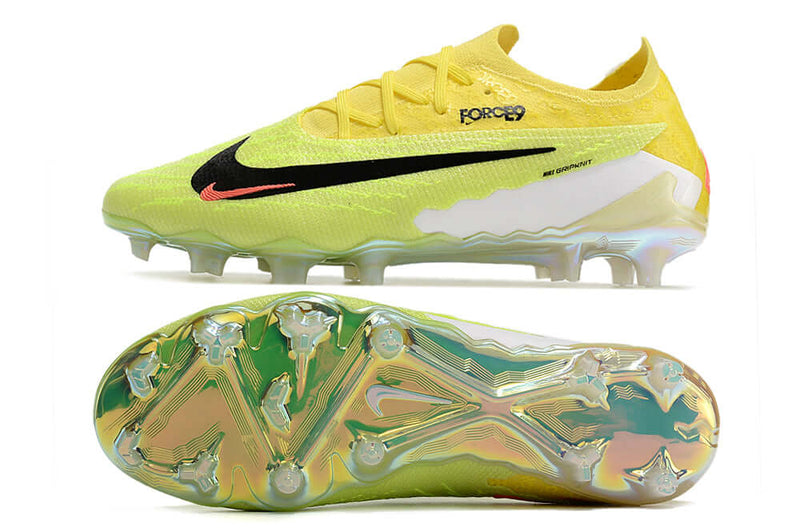 Chuteira Campo Nike Phantom GX Elite FG Amarela e Verde "Haaland"