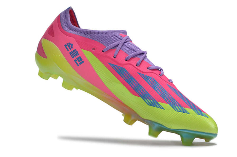 Chuteira Campo Adidas CrazyFast.1 FG Rosa e Verde "Son"