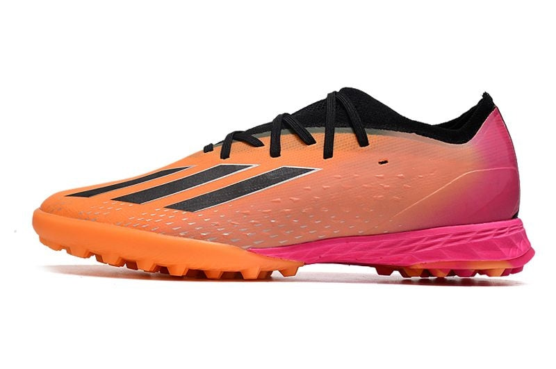 Chuteira Society Adidas X SpeedPortal.1 TF Laranja, Rosa e Preto