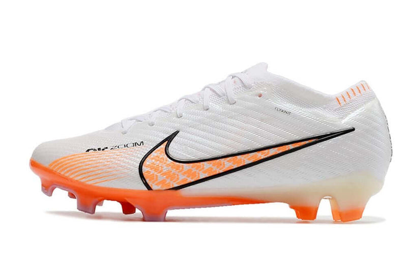 Chuteira Campo Nike Air Zoom Mercurial Vapor 15 Elite FG Branca e Laranja