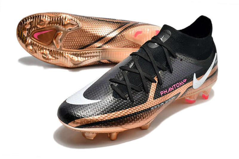 Chuteira Campo Nike Phantom GT2 DF Elite FG Preta e Cobre "Generation Pack"