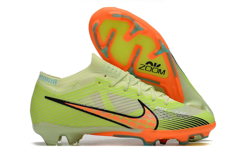 Chuteira Campo Nike Air Zoom Mercurial Vapor 15 Elite FG Verde e Laranja