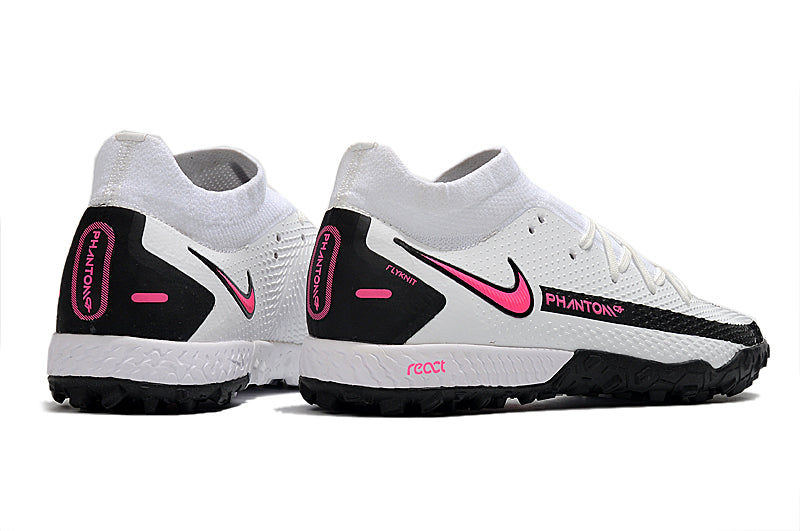 Chuteira Society Nike Phantom GT2 DF Elite Branco e Rosa TF "Daybreak Pack"