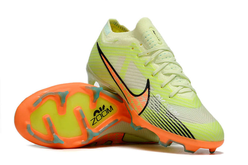 Chuteira Campo Nike Air Zoom Mercurial Vapor 15 Elite FG Verde e Laranja