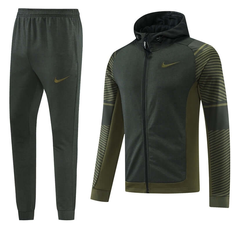 Conjunto de Moletom Nike com Touca Cinza e Verde Musgo