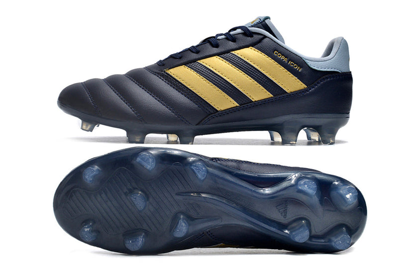 Chuteira Campo Adidas Copa Icon FG Azul e Dourada