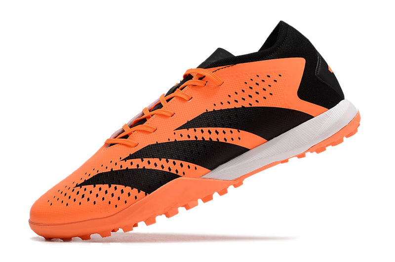 Chuteira Society Adidas Predator Accuracy.1 TF Low Preta e Laranja "Heatspawn Pack"